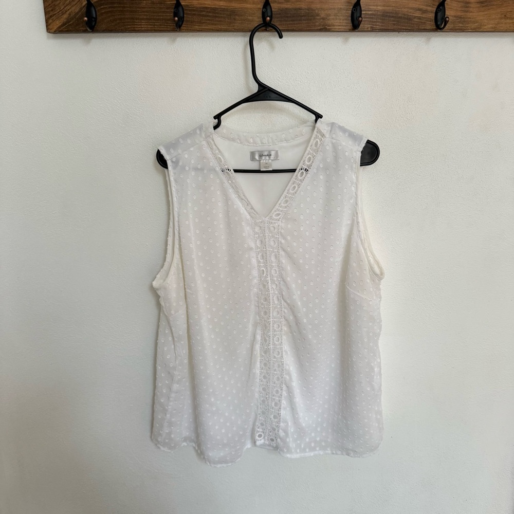 CJ Banks White Sleeveless Blouse
